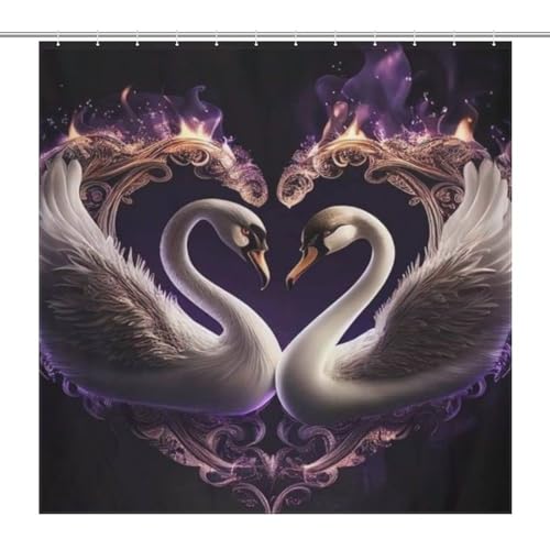 Rideau de douche cygne imperméable en polyester 183x183 cm