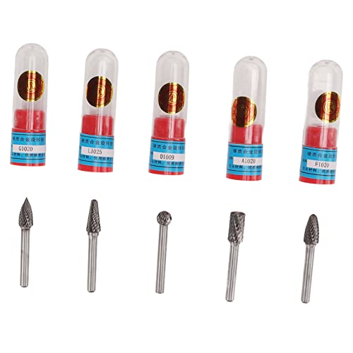 Set de 5 fresas rotativas de acero tungsteno 6mm cabezal miniatura 7