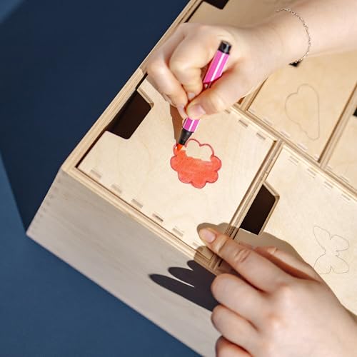 Creative Deco Schubladen-Box aus Birken-Sperrholz | 5 Schubladen | 36 x 20 x 28,5 cm (+/- 1 cm) | Mini-Kommode für Kleinigkeiten | Perfektes Ordnungssystem für Lagerung, Decoupage & Dekoration - 7