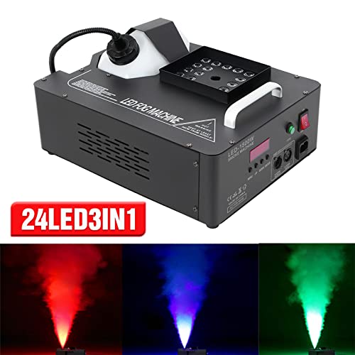 Máquina de humo TFCFL, 1500 W con luces LED RGB, generador vertical de humo para efectos en escenario, con control remoto para discoteca, club, fiesta, espectáculos y bodas (rojo, azul, verde) miniatura 2