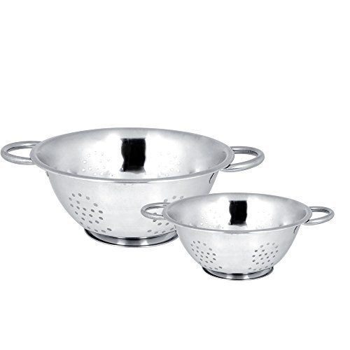 Kosma Juego de 2 coladores de doble mango de acero inoxidable, tamaño 24 cm y 28 cm | Colador de ensalada | Utensilios de cocina duraderos