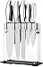 Utopia Kitchen 430 Grade Stainless Steel Knives Set (11 Knives plus Acrylic Stand) - 8" Chef Knife - 8" Bread Knife - 8" Carving Knife - 5" Utility Knife - 3.5" Pairing Knife - 6 x 4.5" Steak Knives