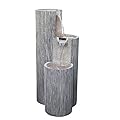 Alpine Corporation GIL1482 Outdoor Floor 3-Tiered Weathered Stone Water Fountain with Natural Stone Look, 41", Gray