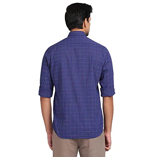 Image of Colorplus Cotton Contemporary Fit Dark Blue Casual Shirt for Men