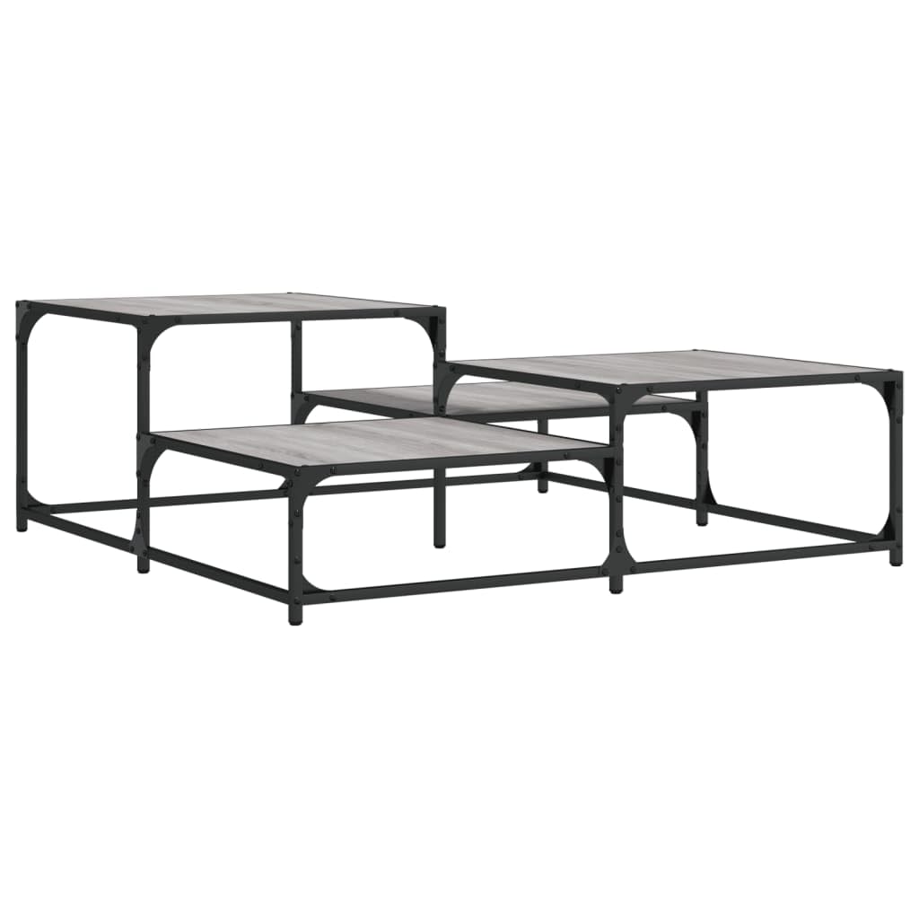 Homgoday Tavolino da caffè Sonoma grigio 107 x 107 x 40 cm, in legno ingegnerizzato, tavolino da tè per soggiorno, sala d'accoglienza degli ospiti, camera da letto e ufficio