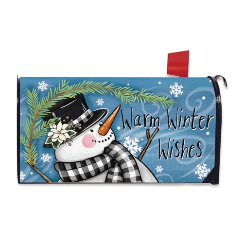 FBCOO Warm Winter Wishes Snowman Mailbox Cover Magnetic Standard Size