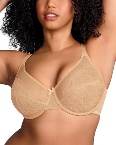 Image of HSIA Minimizer Bras for Women Enchante Full Coverage Underwire Bras Plus Size Lifting Floral Lace Bra for Heavy Breast