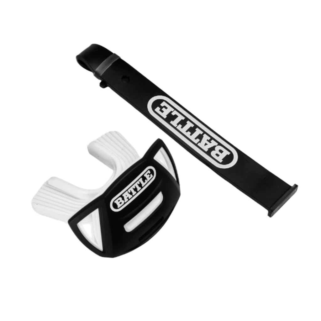 Battle Speed Air - Protector bucal con correa gruesa intercambiable, fútbol, sin BPA, compuesto avanzado, para jóvenes y adultos (negro)