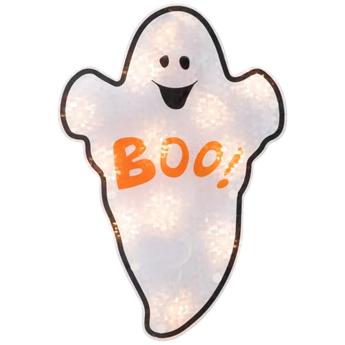 Lighted Holographic Boo Ghost Halloween Window Decoration - 12