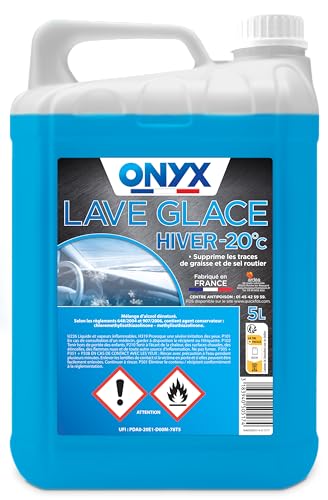 Onyx - Lave Glace Hiver -20° - Nettoyant et Dégraissant pour Pare-Brise - Fabrication Française - 5L