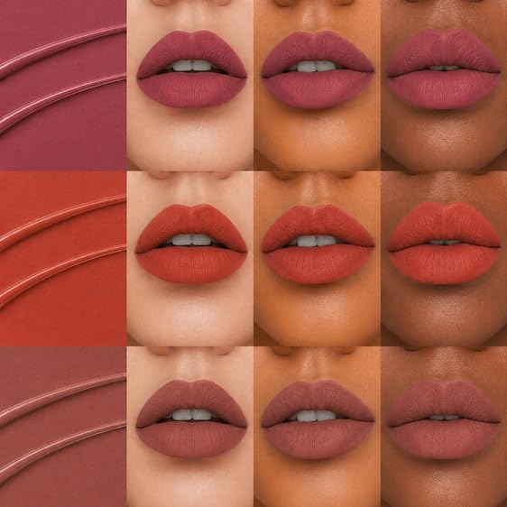 Image of BAKED BEAUTY Mousse Matte Mini Liquid Lipstick Combo Pack of 9 Piece Set | 1.5ml Each | Vitamin E & Shea Butter | Waterproof Transfer-Proof | Non-Drying | All Skin Types | Nude Palette