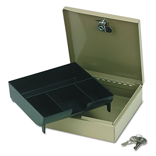 Preisvergleich Produktbild PM Company Securit Personal Security Cash Box with Removable Four Compartment Tray, 6.75 Feet x 6.87 x 2 Inch, Pebble Beige, 1 per Carton (04962)