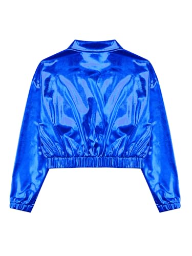 JanJean Boys Girls Sequined Metallic Bomber Jacket Long Sleeve Coat with Flap Pockets for Hip Hop Jazz Dance Outwear4