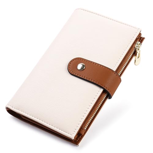 Women’s Wallets RFID Blocking Leather Trifold Clutch Wallet Credit Card Holder Ladies Travel Wallet Purse with Pen Holder
