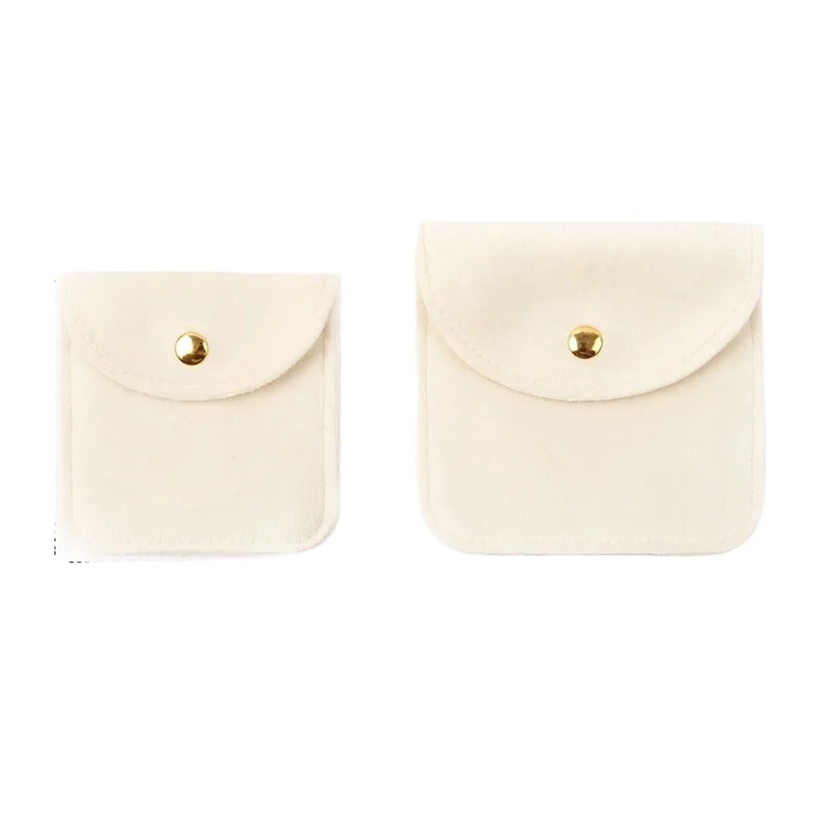 LXLAEOANG Velvet Jewellery Pouches Snap Button Jewellery Pouch Fillet Velvet Bag Envelope Jewelry Necklace Bracelet Storage(Beige-10x10cm)