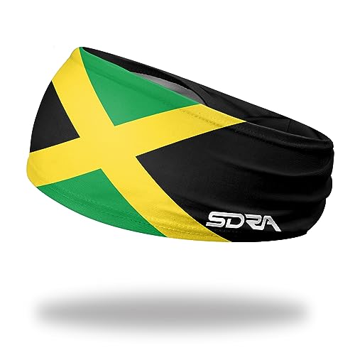 Suddora Country Flag Headbands - Wide Boho Headbands with Jamaica National Flag, Non-Slip Fabric Sweatbands for Soccer, Tennis, Workout, Costume