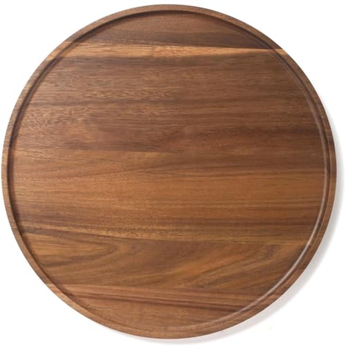 Round Wood Tray, Acacia Wooden Decorative Serving...