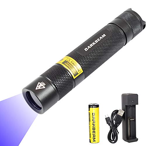 DARKBEAM B01 10W UV 365nm Blacklight Flashlight wood s lamp Black lights Portable Rechargeable Ultraviolet Handheld Scorpion for Pet Urine Detector Resin Curing with18650 Battery