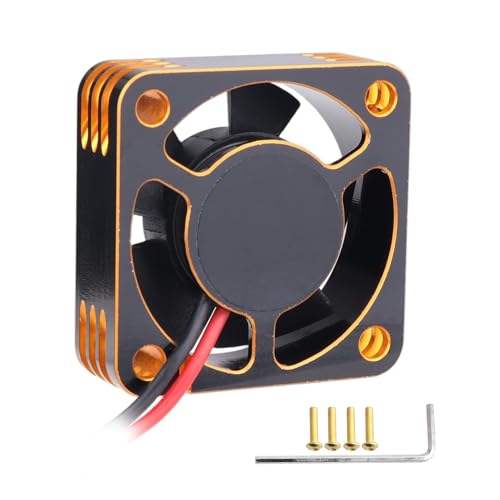 AllinRC 30mm RC Car Motor Cooling Fan Heatsink 28000RPM Brushless ESC Cooling Fan for RC Car Truck Buggy 1/8 1/10 540 550 Motors (Black-Gold)