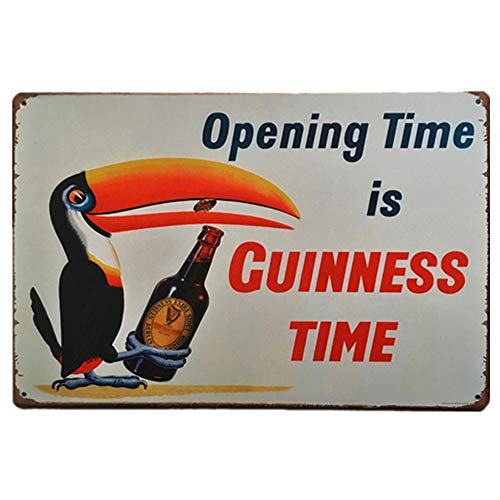 Opening Time is Guinness Time Metal Sign Retro Home Decoration Vintage Tin Sign Posters for Bar Pub Home 12 X 8 Inch