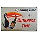 Opening Time is Guinness Time Metal Sign Vintage Retro Home Decoration Metal Signs Tin Sign Posters for Bar Pub Home 12 X 8 inch