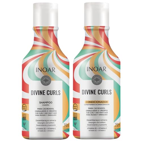 Shampoo and Conditioner – Duo Divine Curls Hair Care Set – Curly Hair Products – 250ml x 2 – Inoar
