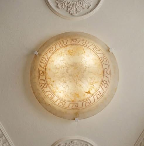 Generico Plafoniera da soffitto classica in vetro rotonda decorata marmo camera da letto, sala da pranzo, cucina, bagno, ingresso D 40 cm