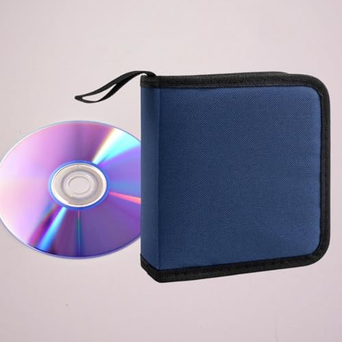 Estuche para CD azul de 40 discos con cierre de cremallera y diseño compacto de tela Oxford 5