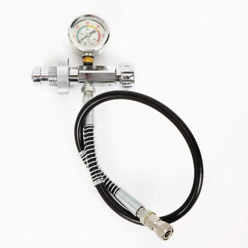 Paintball PCP DIN Fill Station Refill Charging Valve Adapter G5/8 Air Rifle Pressure Gauge Nylon Copper Kit 4500PSI 60cm Microbore Hose Diving Cylinder US Stock