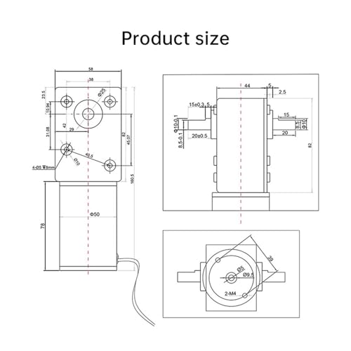 Moteur 12V à vis sans fin couple élevé et inversion de rotation