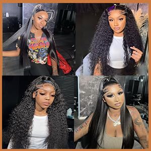 Miniatura 6 de Umeiw Pelucas de cabello humano ondulado 360 con encaje frontal HD, predepiladas, densidad del 150%, pelucas de encaje frontal HD para mujeres