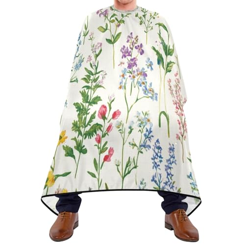 Kigai Hair Cutting Cape for Men & Women Wildflowers Waterproof Barber Cape Professional Hairdressing Salon Styling Cape with Adjustable Closure Snap