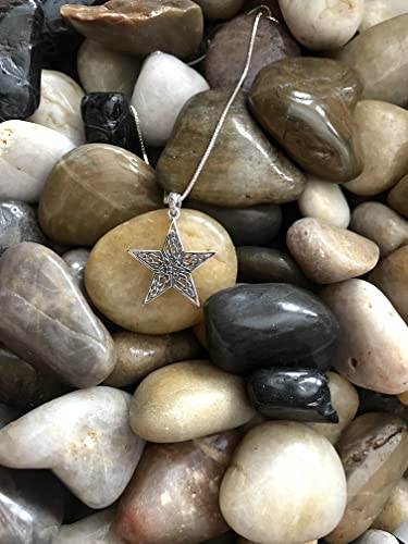 Sterling Silver Celtic Knot Work Star Pentacle Pendant Necklace 18"4