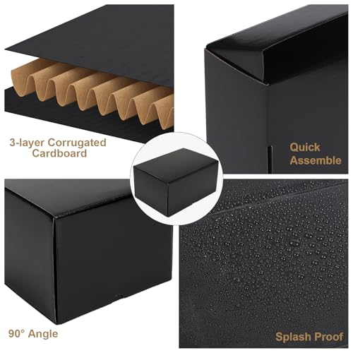 Image of ZBEIVAN 10x7x5 Black Shipping Boxes Set of 20 Corrugated Cardboard Mailer Boxes for Packaging Small Business Mailing Gifts