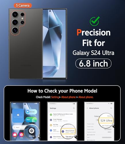 Image of FNTCASE for Samsung Galaxy S24-Ultra Case: Matte Magnetic Translucent Phone Cases with Screen Protector Lens Protection Compatible with Magsafe Rugged Protective Cell Cover (C-Black)