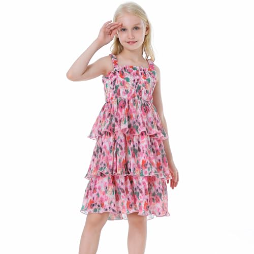 Girls Sleeveless Dress Kids Floral Print Cami Dress Backless Summer Dresses Flare Casual Beach Midi Dresses