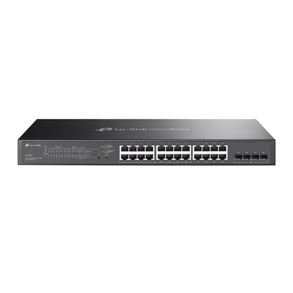 TP-Link TP-Link SG2428LP 28 Port Gigabit PoE Switch, 16x Gigabit PoE+ Ports, 802.3af/at 30W, 150W Total Budget, Network Switch, Omada Ethernet Switch, Ethernet Splitter, Metal Case, Cloud Management