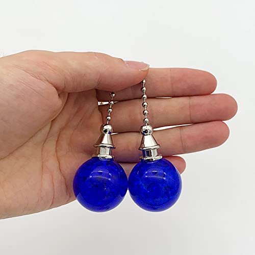 Image of 2Pack Glass Ceiling Fan Pull Chain, 12 Inches Decorative Fan String Pulls Pendant Extension, 3mm Beaded Fan Lamp Chains Extender Ornament with Connector (Blue)