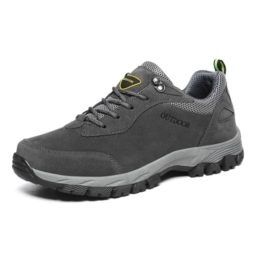 DMGYCK Men's Waterproof Hiking Shoes Men's Arch Support Outdoor Breathable Walking Shoes Outdoor Shoes (Color : Gray, Size : 10)