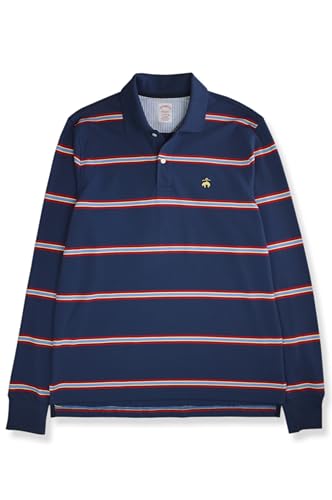 Brooks Brothers Mens Original Fit Supima Cotton Blend Striped Long Sleeve Polo Shirt,2