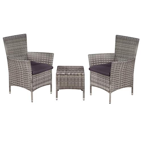 Xichuzi Set Mesa y sillas bistró jardín 3 pzas, Set Exterior Jardin, Conjunto Mesa Y Sillas Terraza, ratán sintético marrón