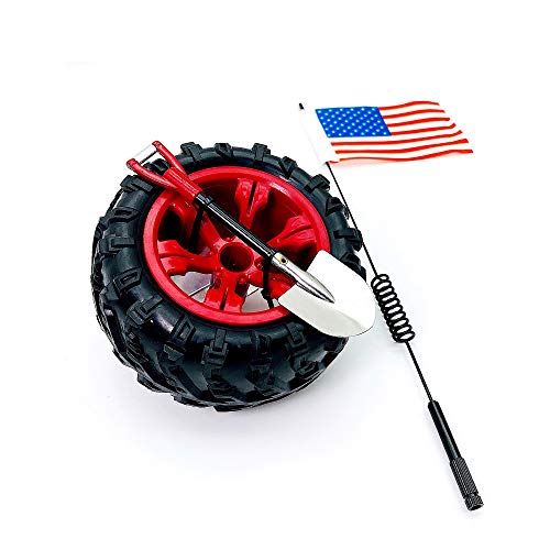 Image of CB Miniature Spare Tire Flag Shovel Creative Off-Road Mini Rigs Build For Car Automotive Styling, Body Shop Decoration, Red Wheel-America Flag
