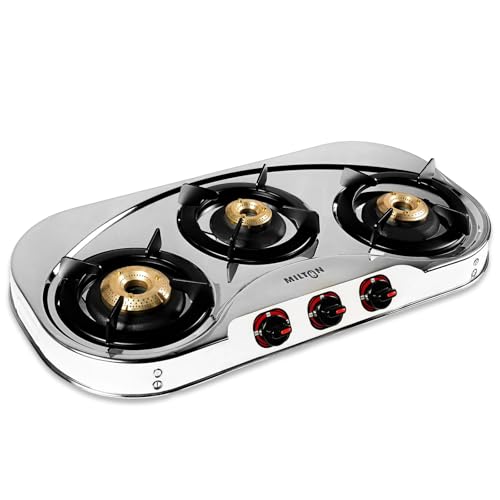MILTON Royal Stainless Steel LPG Gas Stove 3 Burners | ISI Certif...