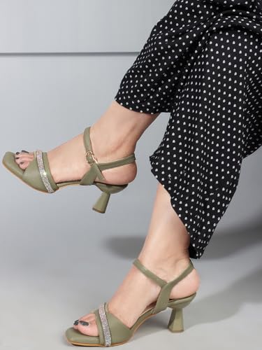 Image of Carlton London women's Embellished Strap Ankle Strap Sculpted Heel Sandals
