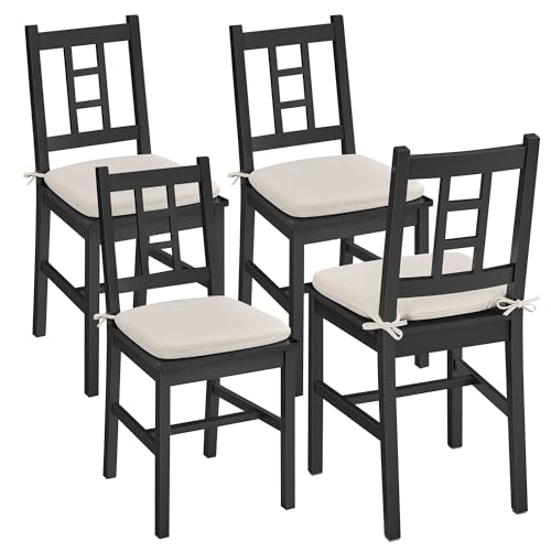 VASAGLE Wooden Dining Chairs, Set of 4, Kitchen and Dining Room Chairs, Removable Cushion, Curved Back, Each Supports 264 lb, Ebony Black UKDC150B14 Ebony Black 4 Pack