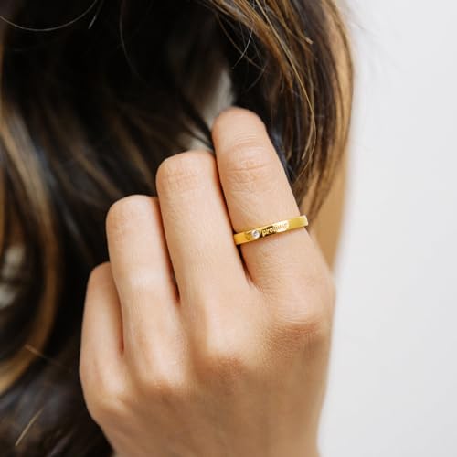 Honeycat Pinky Promise Ring Crystal Bezel Band Best Friend BFF Promise Ring in Gold Size 4, 5, 6, 7, 83