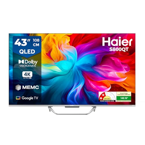 Haier 108 cm (43) S800 Series 4K Ultra HD Smart QLED Google TV 43S800QT-P (Grey)