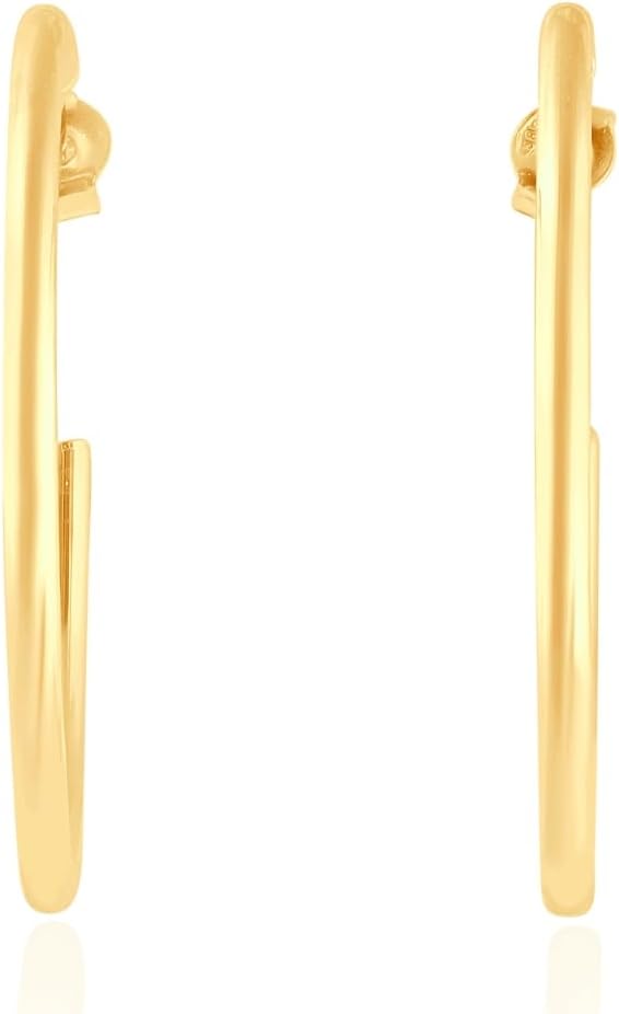 Pompeii 14k Yellow Gold 2mm Designer Hoops Women's Earrings 1 3/4" Tall 1.60grams