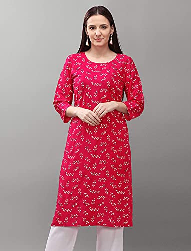 Image of Women's Cotton Straight Kurta Combo Pack of 2 Orange & Rani