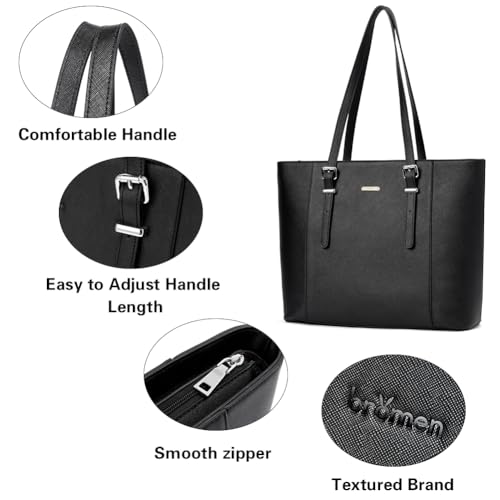 Image of BROMEN Women Briefcase 15.6 inch Laptop Tote Bag Vintage Leather Handbags Shoulder Work Purses